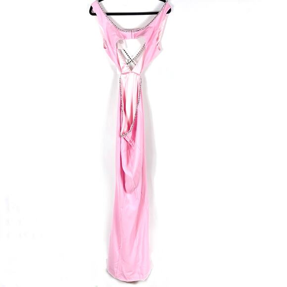 Majorelle Matteson Gown Pink‎ Crystal Strap Cutout Waist Plunge Sleeveless Sz S - Picture 12 of 15